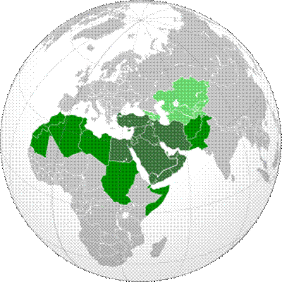 The G8 Map of Washington's Greater Middle East extends right to the borders of China and Russia and West to Morocco