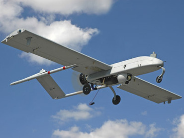 An unarmed U.S. "Shadow" drone is pictured in flight in in undated photograph