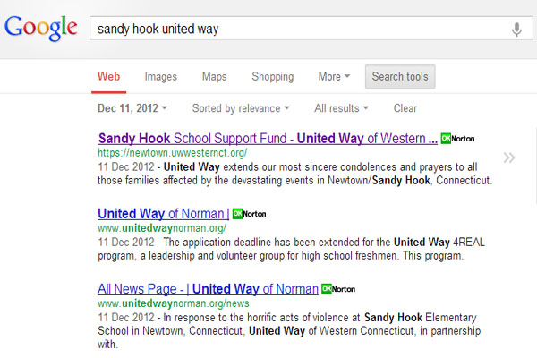 Three Days Before Shooting “United Way Extends Our Most Sincere Condolences To Sandy Hook Families”
