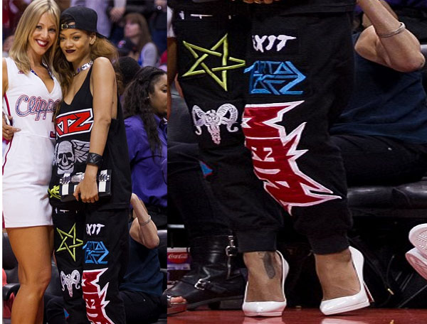 Rihanna Wears Controversial Baphomet Pentagram Pants To NBA Game