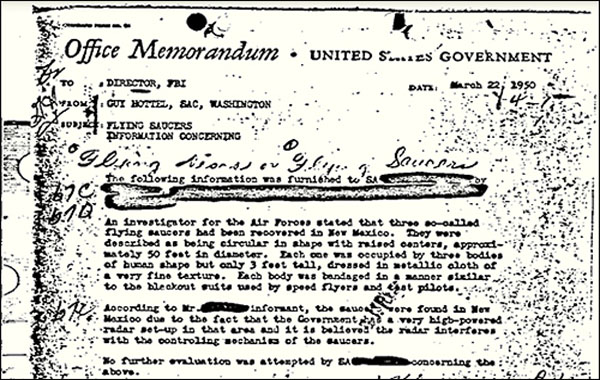 UFO Memo Is FBI's 'Most Wanted' Record