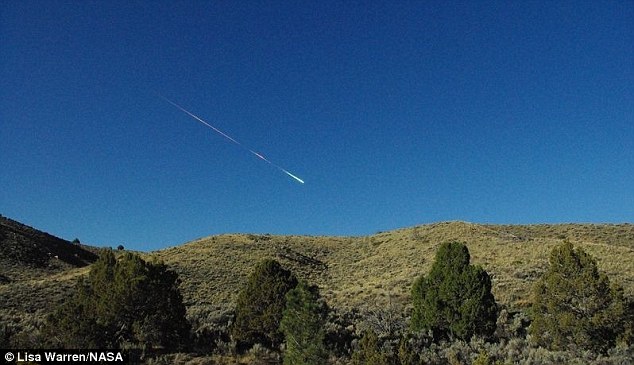 Pictured: The flaming meteor that exploded with a sonic boom over Sierra Nevada