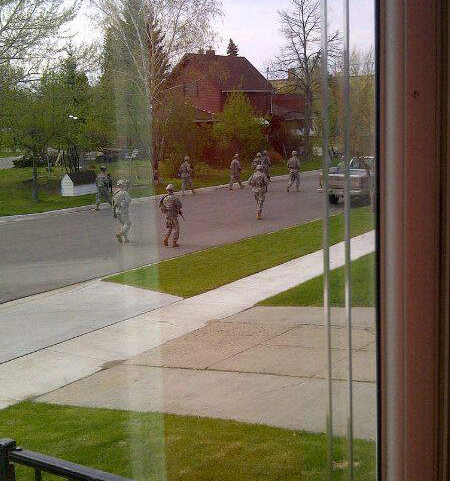 U.S. Troops In Neighboorhood Streets Fully Armed! Conspiracy Theory No More!