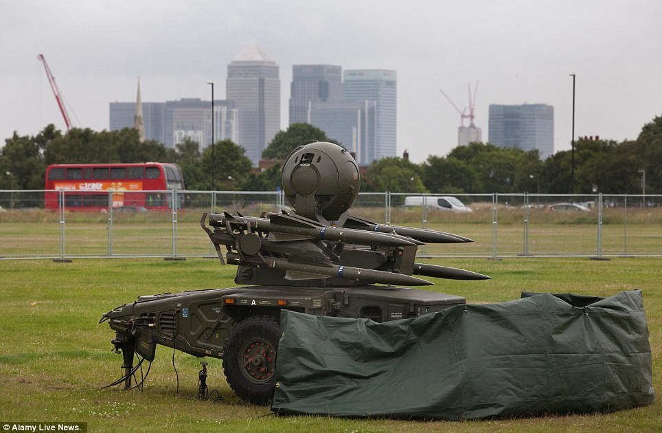 Armed and ready: For the first time since WWII, London’s green space is transformed by anti-aircraft guns for Olympic ring of steel