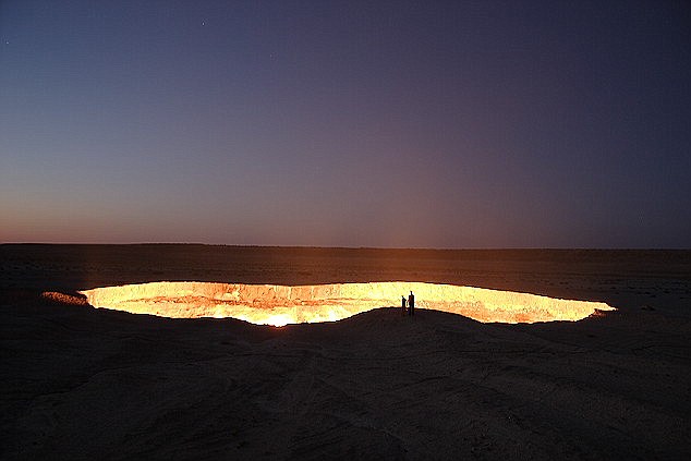 The Door to Hell: Take a look inside a giant hole in the desert which has been on fire for more than 40 YEARS