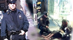 NYPD officer photographed giving boots to barefoot homeless man