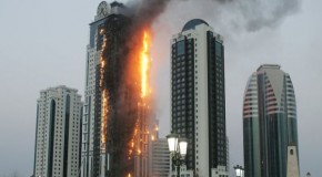 Skyscraper Engulfed By Fire, Does Not Collapse