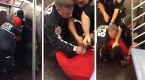 NYPD brutally arrest man on subway ‘for sleeping on way from work’