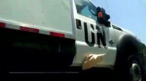 Exposed: UN vehicles caught trying to hide logo from public view while traveling inside the United States