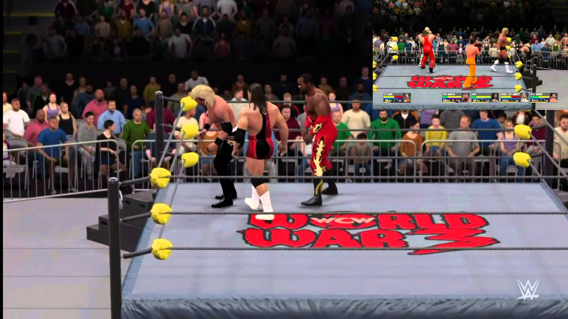 WWE2K16 World War 3 1996 3 Ring Battle Royal (Final 18)