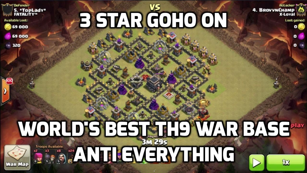 3 Star GoHo – Claimed World’s Best TH9 War Base Anti Everything, PCB | Mister Clash | Clash of Clans