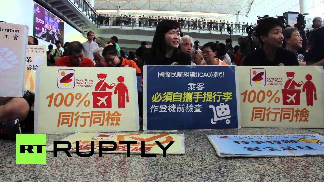 Hong Kong: Cabin crew members lead mass protest in HKG over lost luggage saga