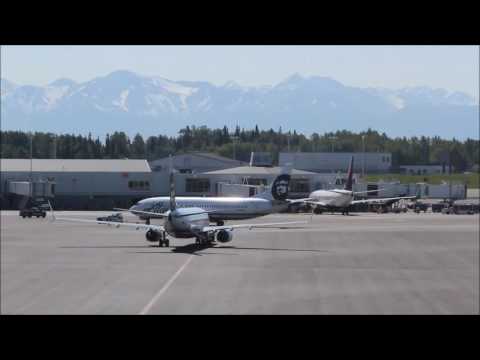 Alaska / Delta 737 arrivals and departures at Anchorage Airport