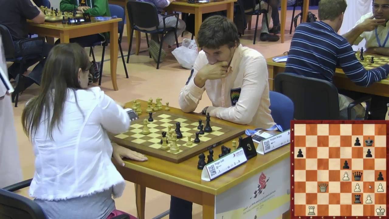 Judit Polgar vs Sergey Karjakin, World Rapid Championship 2014 Round 5