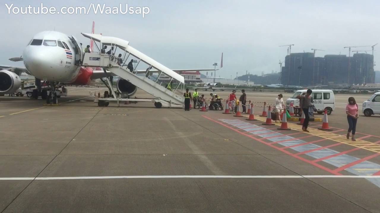 Macau international airport | arrivals plane from Bangkok thailand
