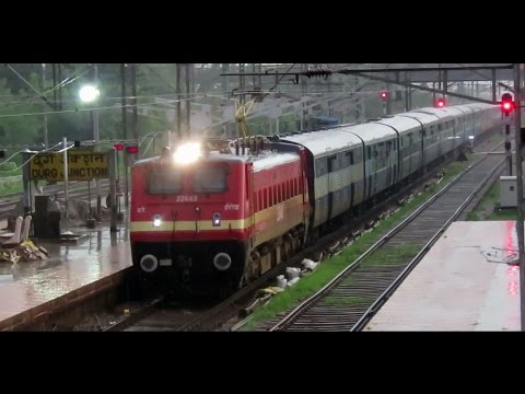 [2 in 1] Rain Drenched Train Arrivals at DURG Junction : INDIAN RAILWAYS