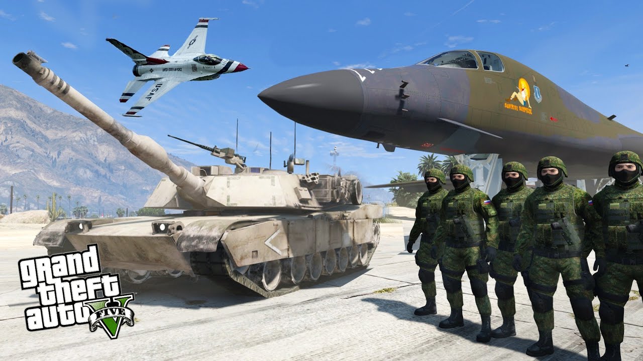 WORLD WAR 3 MOD – GTA 5 REAL TANKS JETS USA VS RUSSIA