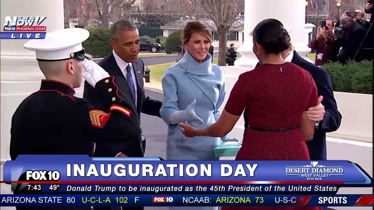 HISTORIC MOMENT: The Trumps Arrive at White House on Inauguration Day and are Greeted by Obamas