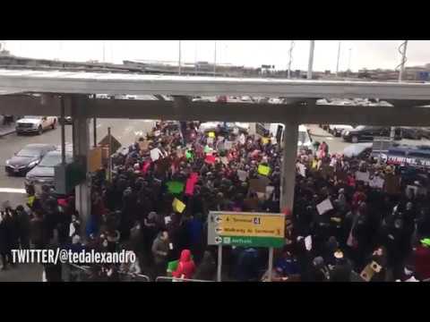 Tensions rise at JFK Airport as anti Trump protesters call for arrivals detained under Muslim ban…