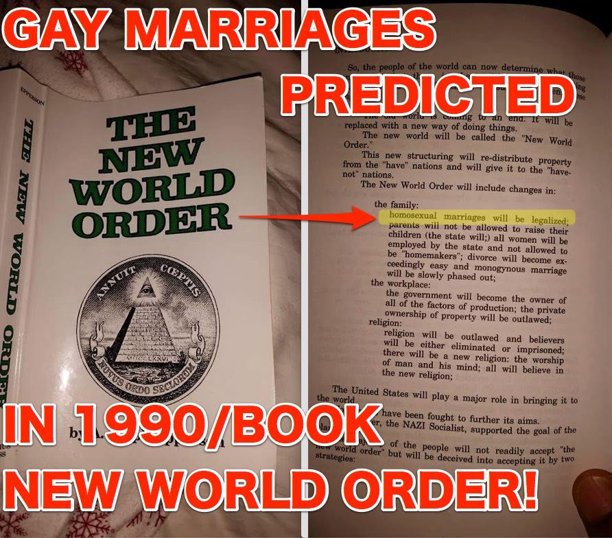 GAY MARRIAGES PREDICTED IN NEW WORLD ORDER BOOK IN 1990 ILLUMINATI AGENDA EXPOSED